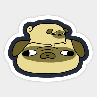 Pug Face and Little Pug Sticker